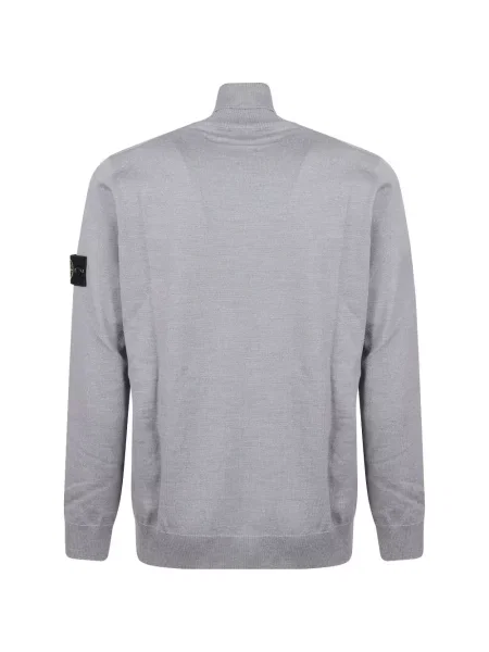 Вълнен пуловер Stone Island камъни сиво