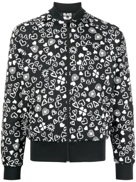 Geacă bomber Black Comme Des Garçons cu imagine cu motiv cu inimi negru