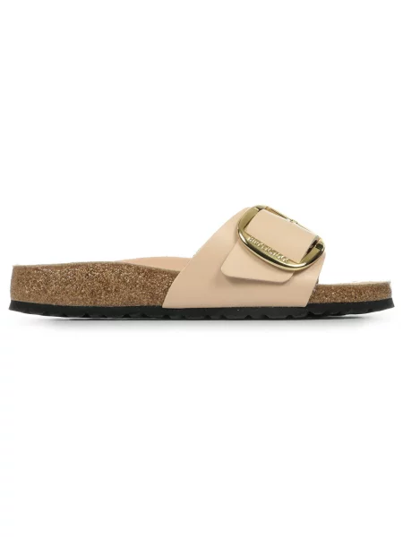 Kožené sandály Birkenstock s přezkou béžové