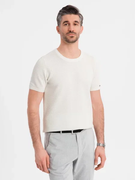 Tricou Ombre tricotate alb