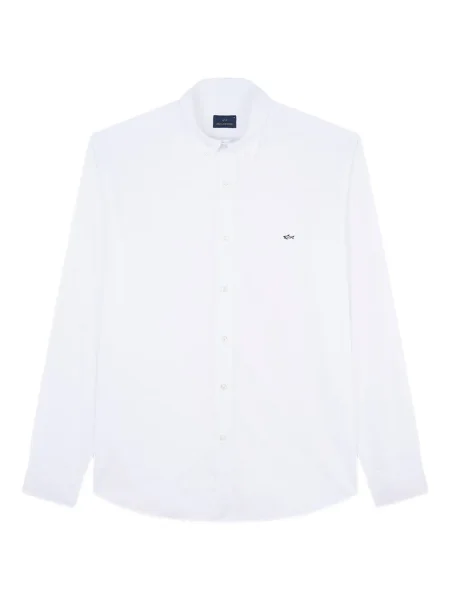 Cămașă Paul & Shark cu broderie din poplin alb