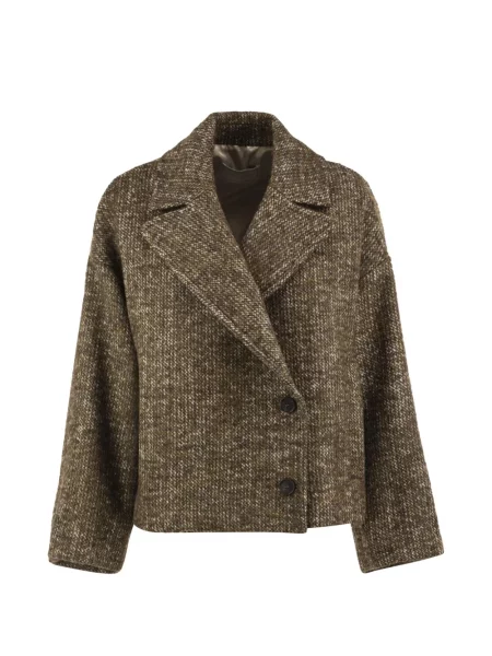 Περικομμένο μπουφάν Antonelli tweed καφέ