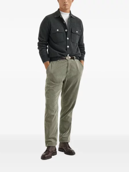 Pantaloni Brunello Cucinelli de catifea cord verde