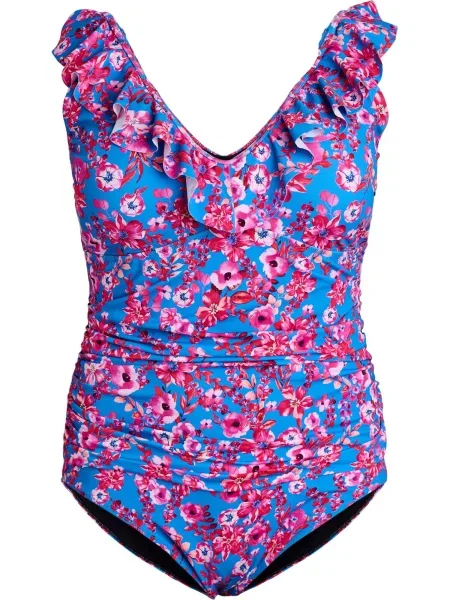 Swim by Zizzi Costum de baie întreg Kitrin azur / roz / roșu alb