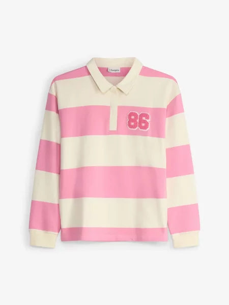 Bluza polo z czystej bawełny organicznej różowa