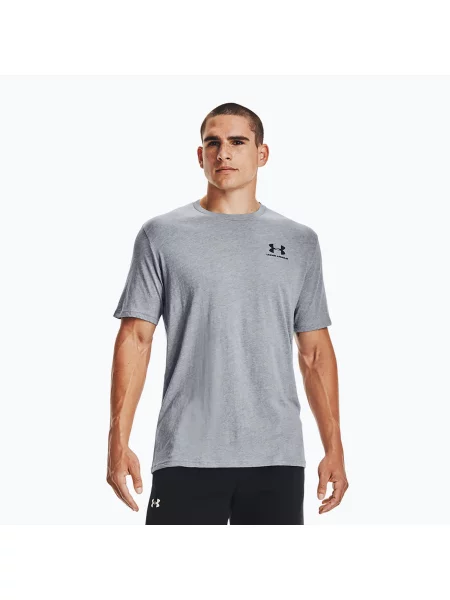 Tricou de antrenament Under Armour Sportstyle pentru bărbați Under Armour Sportstyle Left Chest SS steel light heather/black negru