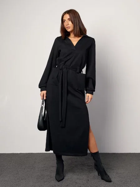 Сукня максі ISSA Plus комбінований верх чорний