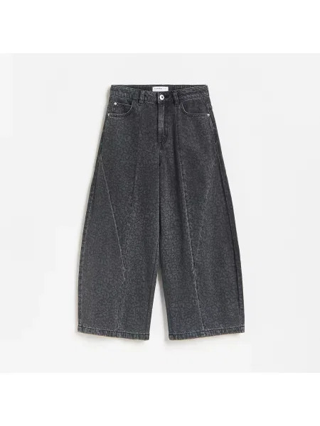 Reserved Baggy wide leg leopárdmintás farmer szürke