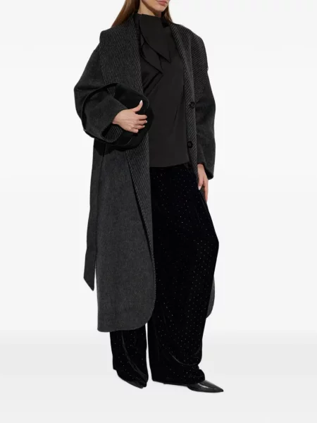 Сатенен топ Emporio Armani с панделка черно