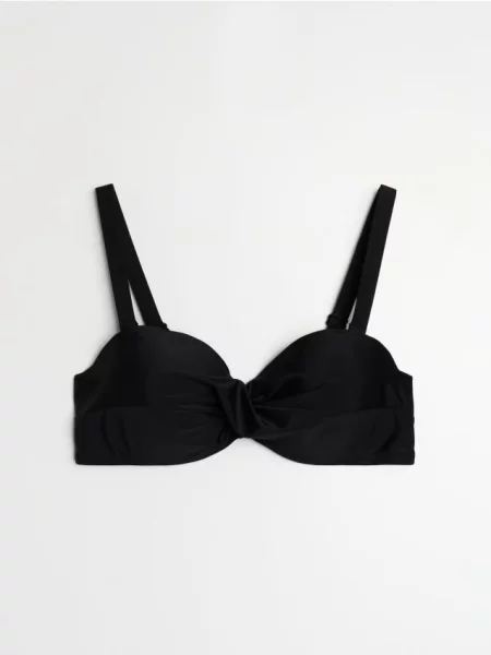 Верхня частина купальника bandeau з декоративними зборами чорний