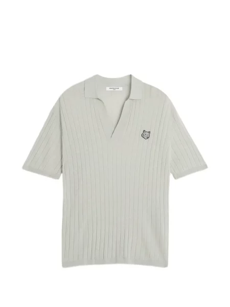 Žebrované tričko Maison Kitsuné šedé