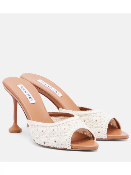 Papuci tip mules Aquazzura alb