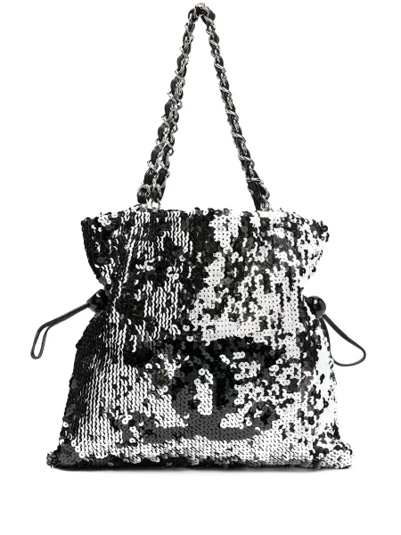 Kabelka Chanel Pre-owned s flitry stříbrná