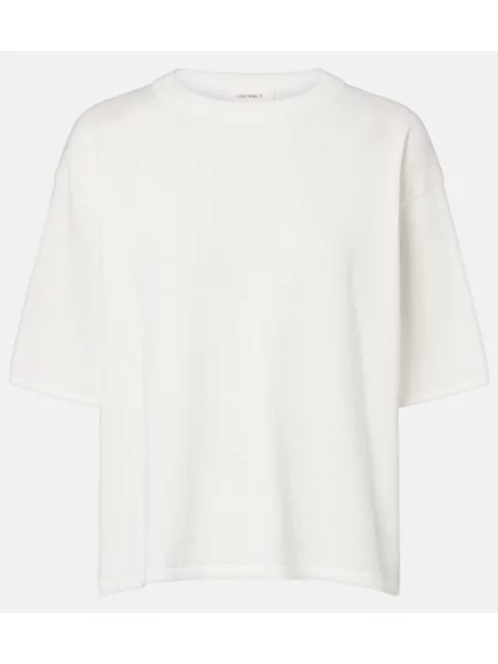 Tricou Lisa Yang din cașmir alb