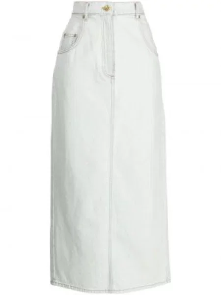 Fustă din denim Nina Ricci cu crăpătură albastru