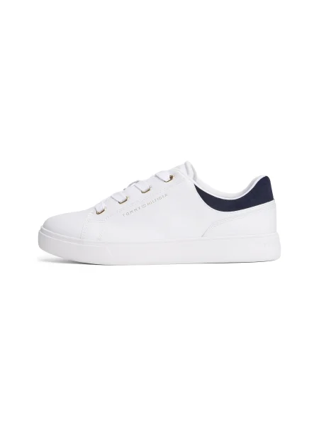 Teniși Tommy Hilfiger din piele cu toc jos alb