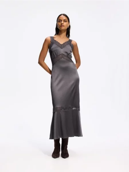 Reserved Rochie midi cu adaos de gri-închis gri