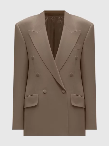 Двобортний жакет кольору із шовку Jacob Lee хакі