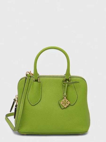 Usnjena torbica Tory Burch zelena