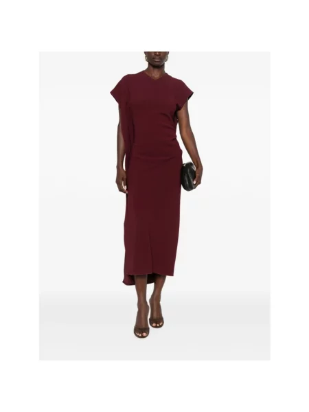 Sukienka midi Victoria Beckham drapowana czerwona