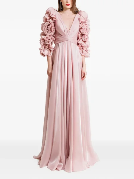 Gėlėtas kostiumas maxi suknele Gemy Maalouf įsiliepsnojo rožinė