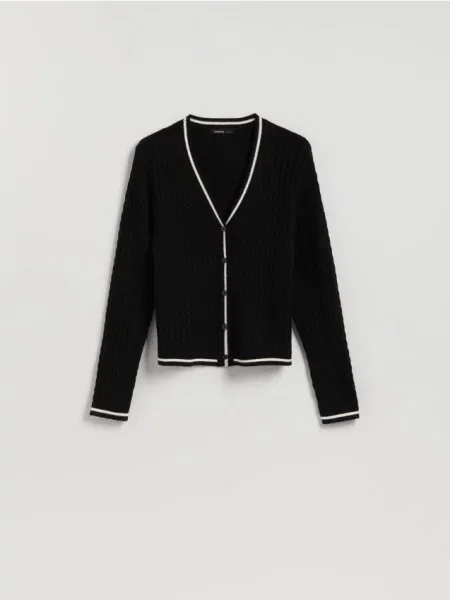 Reserved Cardigan cu conținut ridicat de structurată negru