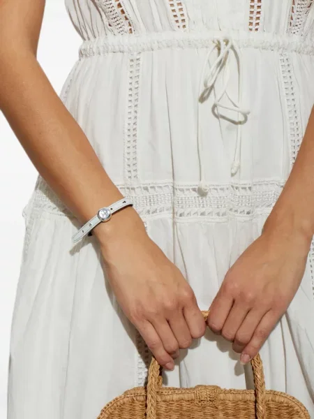 Brăţară Tory Burch din piele cu autograf albastru
