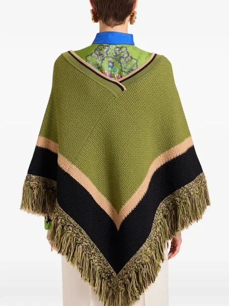Poncho La Doublej cu broderie verde