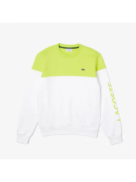 Lacoste Bluza Z Okrągłym Dekoltem Z Blokadą Koloru Regular Fit biała