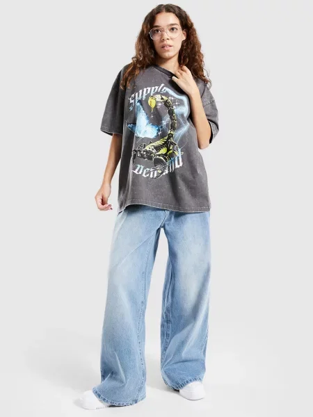 Supply&demand Spodnie Jeans Asymmetric niebieskie
