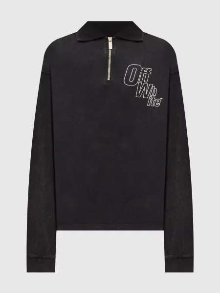 Лонгслів-поло з логотипом Off-white сірий