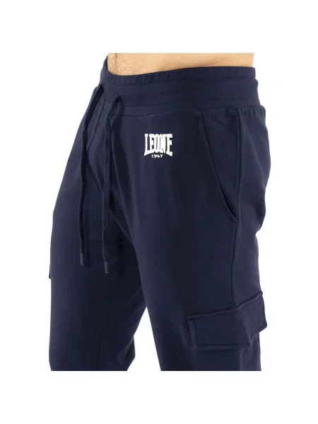 Pantaloni cargo Leone 1947 cu autograf albastru
