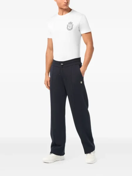 Pantaloni Billionaire cu broderie albastru