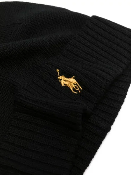 Vlněné beanie čepice Polo Ralph Lauren s výšivkou černé