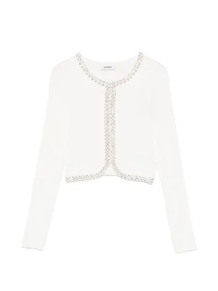 Cardigan Sandro cu perle alb