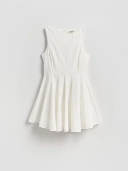 Reserved Popelinowa sukienka mini biały