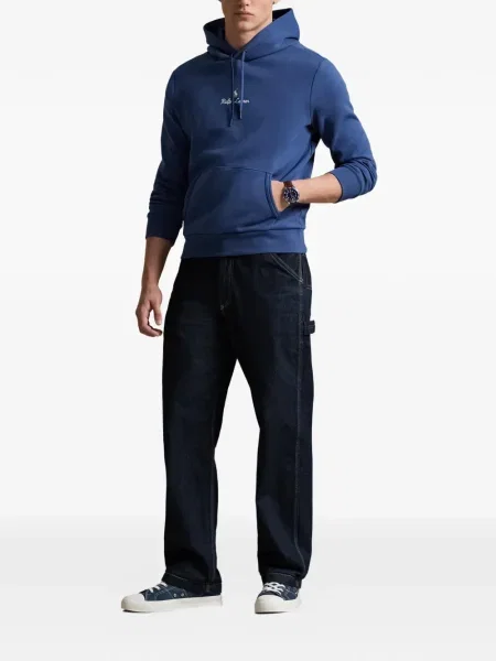 Dlouhá pruhovaná s límcem kšiltovka Polo Ralph Lauren modrá