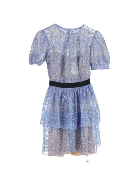 Rochie mini Self-portrait din dantelă de costum albastru