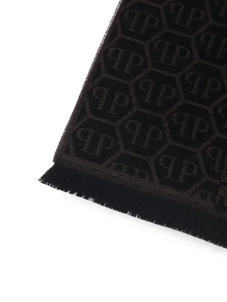 Fular Philipp Plein cu franjuri negru