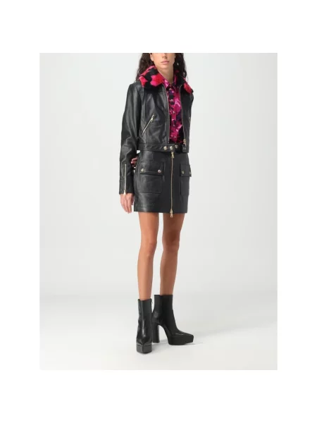 Spódnica skórzana Versace Jeans Couture czarna