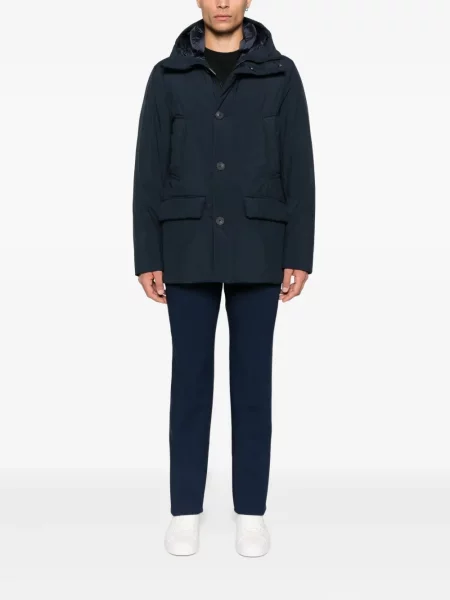 Geacă Woolrich cu glugă albastru