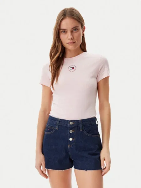 Тениска Tommy Jeans дамска розово