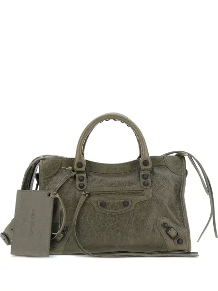 Geantă shopper Balenciaga din piele verde