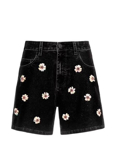 Pantaloni scurți din denim Agua Bendita cu model floral negru