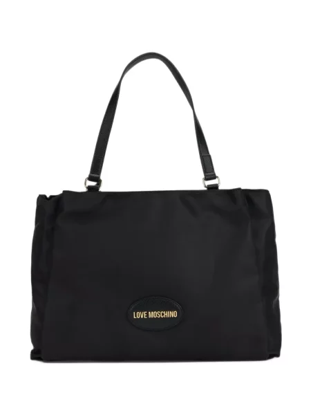 Geantă shopper Love Moschino cu autograf negru