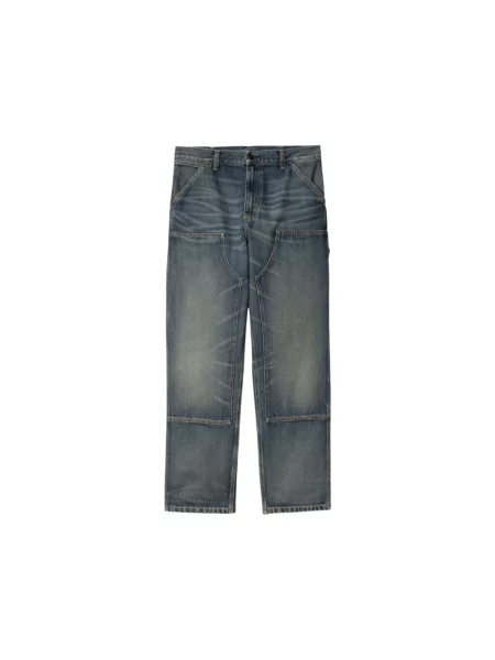 Carhartt WIP Double Knee Pant Blue Stone Washed Mężczyźni Spodnie Carhartt WIP Size: niebieski