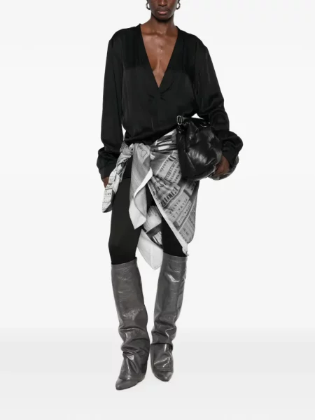 Bluză Rick Owens cu decolteu în V negru