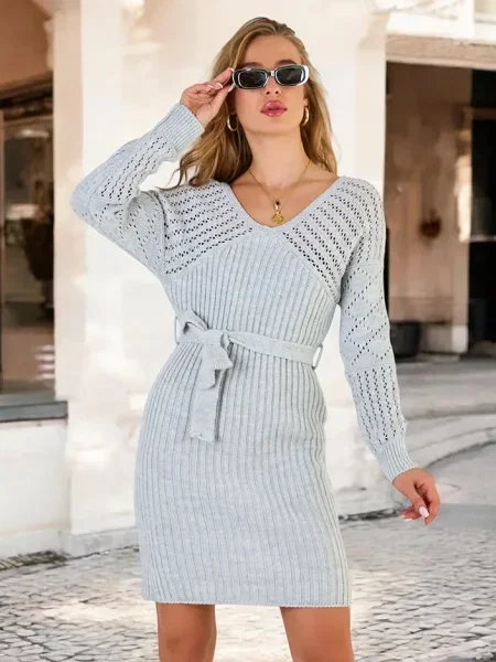 Sukienka Resti wiązana szara