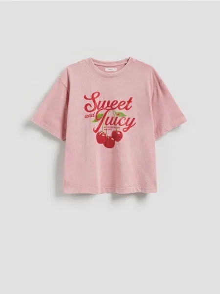 Reserved Tricou oversized cu conținut ridicat de roz