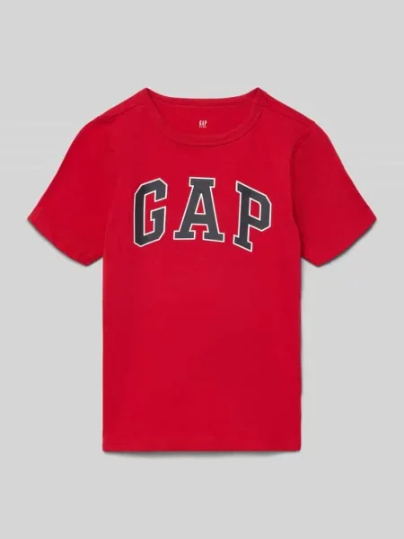 Koszulka z nadrukiem logo krój regular fit Gap czerwona
